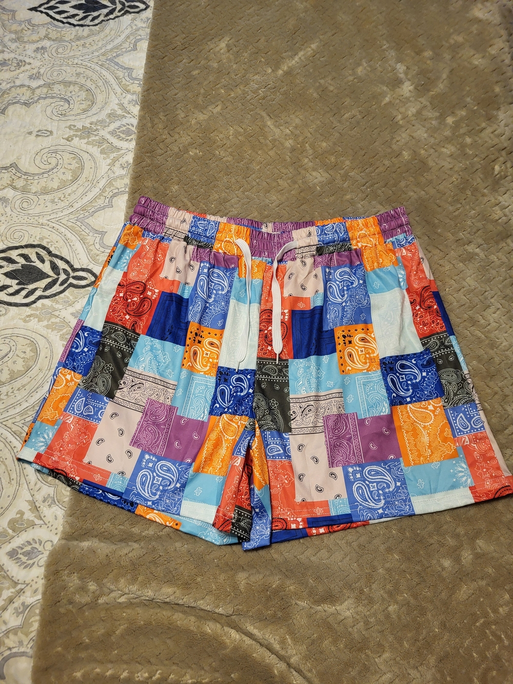 Women's Multicolor Patchwork Bandana Print Shorts